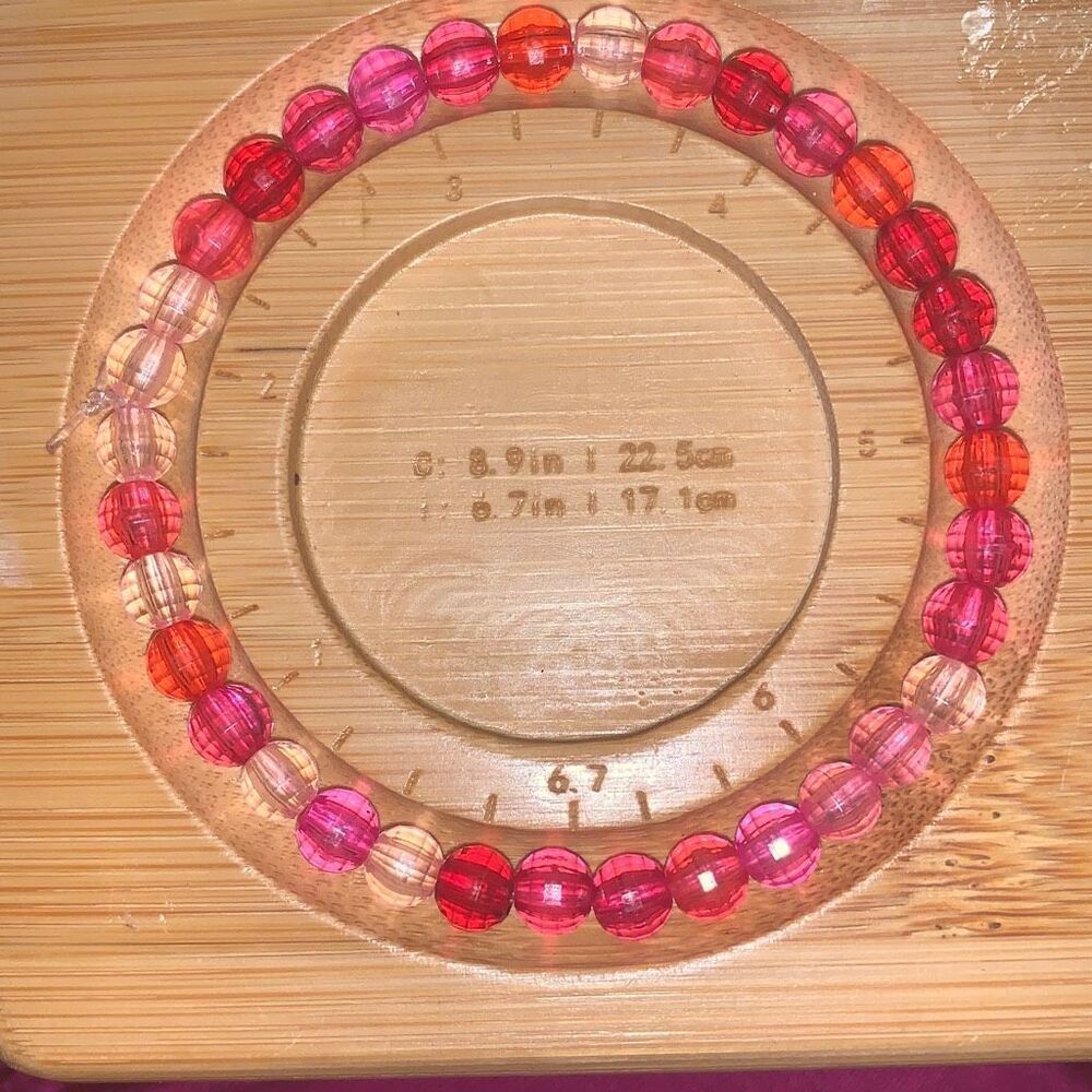 New Handmade Strechy Plastic Bead Bracelet‎ Girls Women Pink 6.2 Valentine’s Day